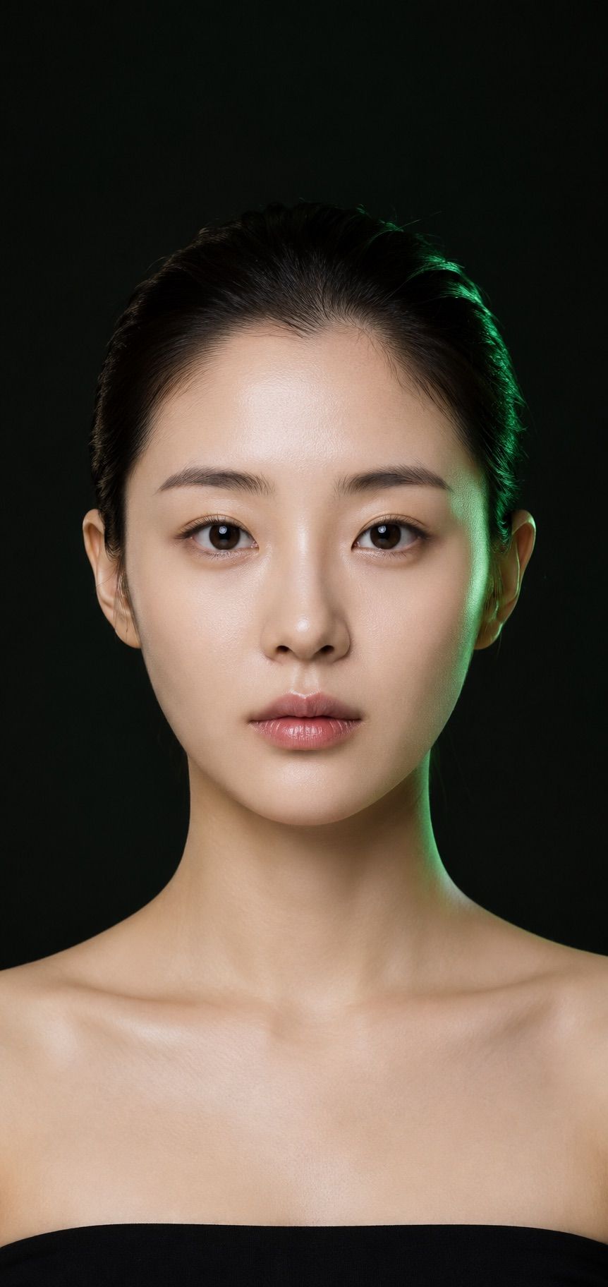 렌카 얼굴 분석 화면 — 3D 랜드마크와 mm 실측 오버레이 예시